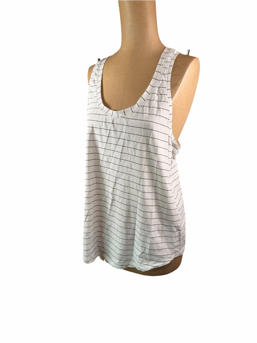 LULULEMON White & Black Striped Racerback Tank